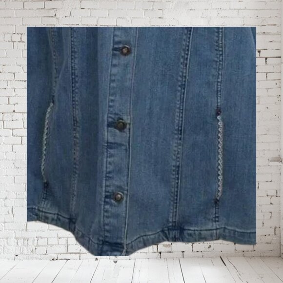 Vintage Liz & Me Signature Blue Jean Vest Embroidered - Picture 6 of 8